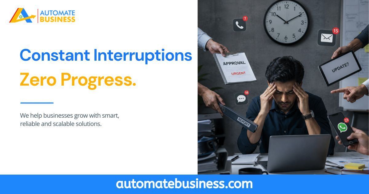 Employee overwhelmed by constant work interruptions and manual follow-ups.