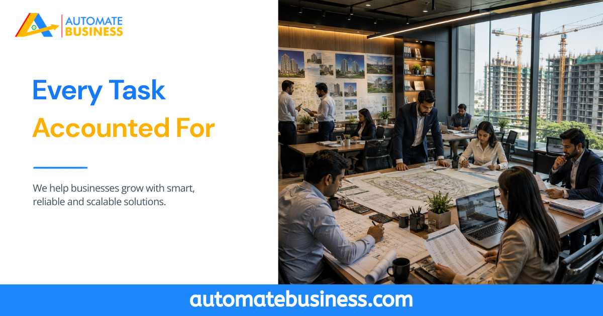 Real estate team using Automate Business Task Management software to track projects, assign tasks, and improve team collaboration with every task accounted for.