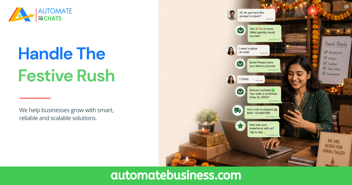 Automate Chats helping businesses prepare WhatsApp Business for Diwali sales with automation.